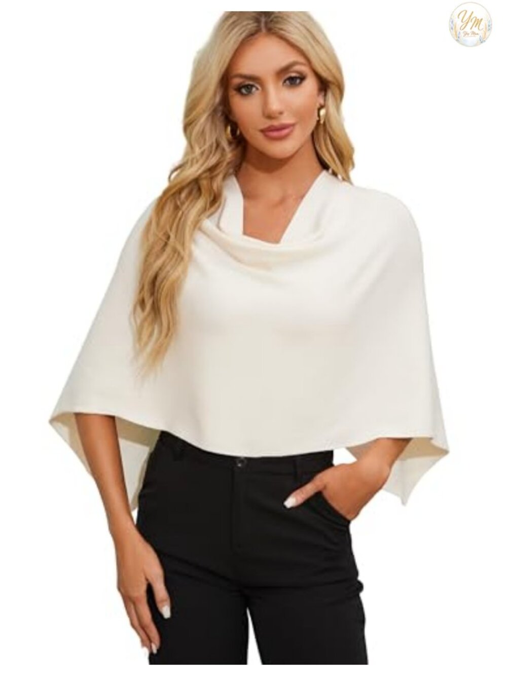 Women's Cropped Poncho Sweater Slim Fit Pull Over Wrap & Pashmina